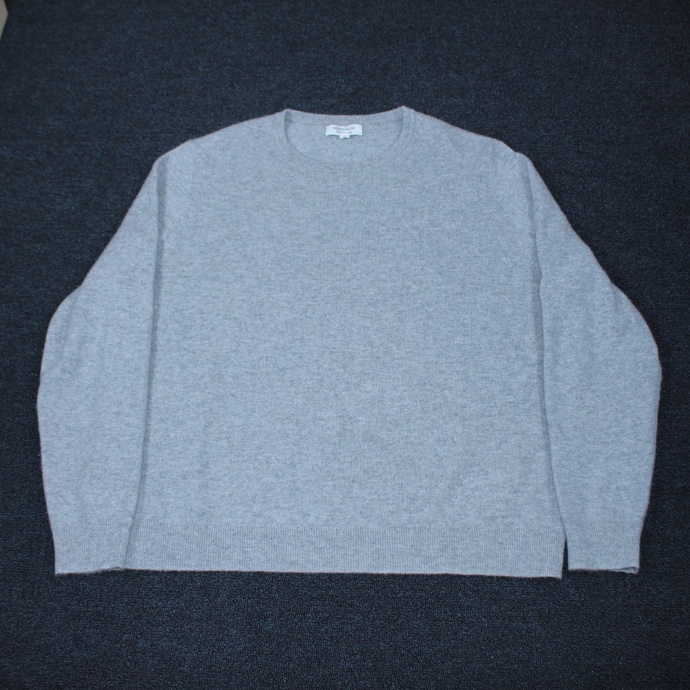 Nordstrom Sweater Mens 2XL Gray 100% Cashmere Crewneck Knit Pullover Soft Luxury
